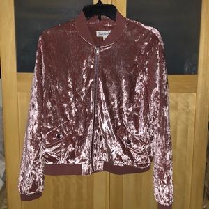 Rose Velvet Bomber Jacket